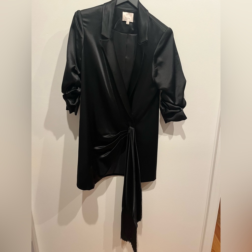Cinq à Sept Black Satin Mini Blazer Dress